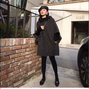 New poncho cape like wool coat